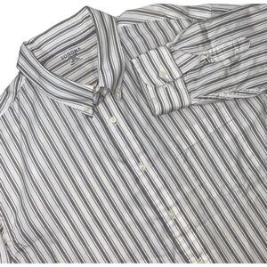 Sonoma Long Sleeve Striped White Grey & Black Cotton Button Up Mens Size XXL